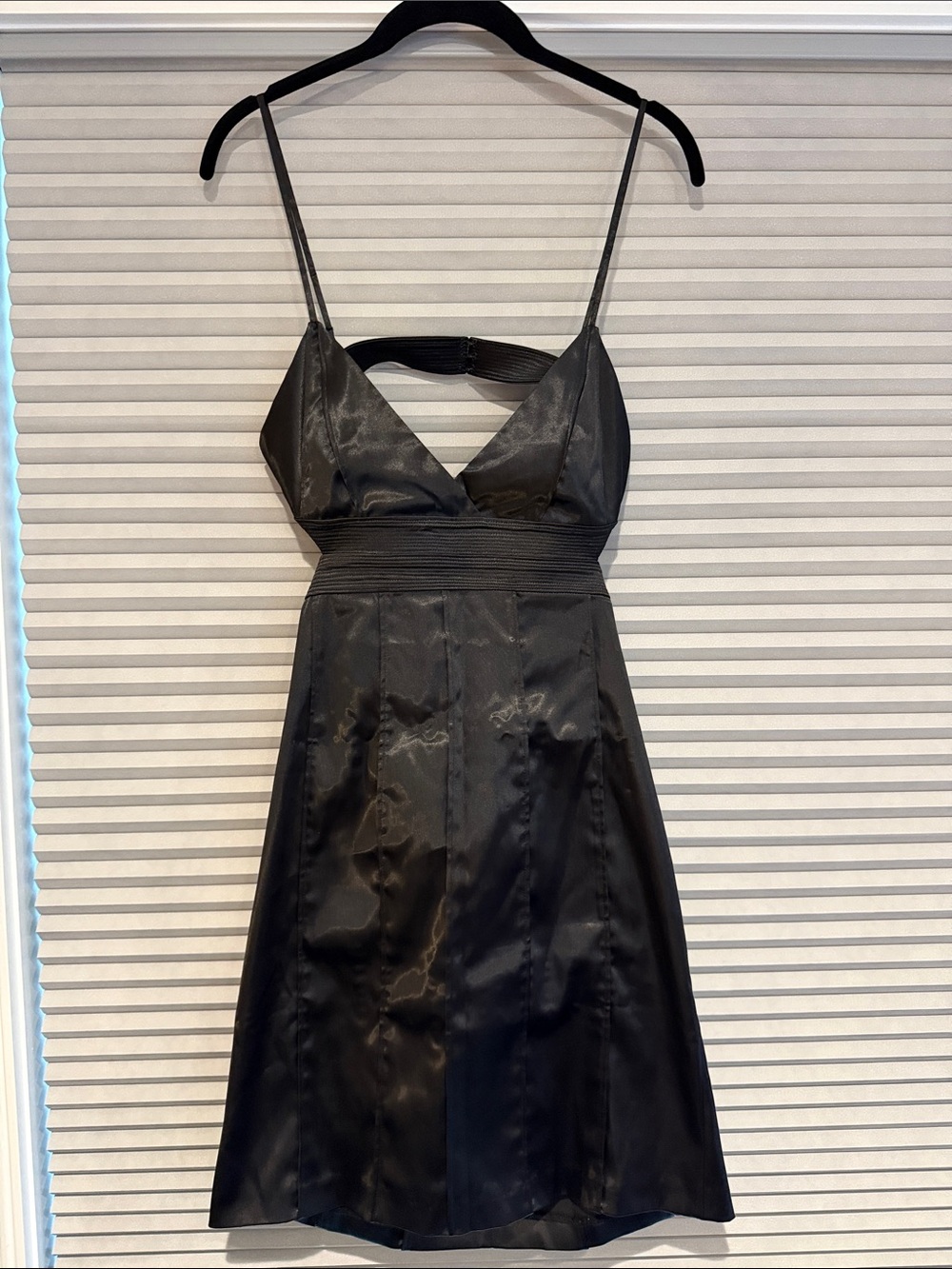 Arden B. Black Satin Spaghetti Strap Cocktail Dress - size S